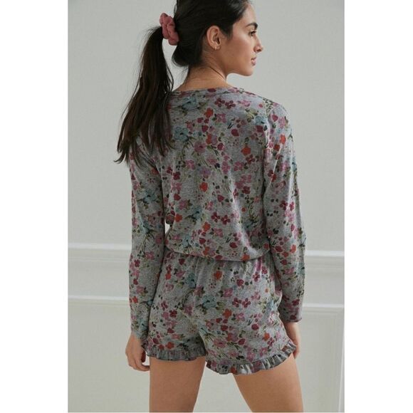 NEW Anthropologie T.La Jill Floral Tie Dye Button Front Ruffled Romper Small - Picture 2 of 3